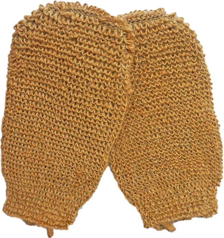 JINS-Hung Luvas de banho com fibra vegetal natural, marrom, 2 unidades