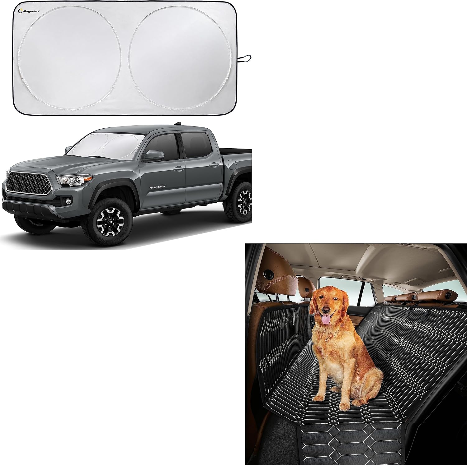 Magnelex Car Windshield Sun Shade (Medium) and Dog Car Seat Cover (Large)
