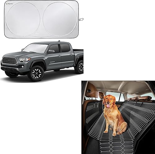 Magnelex Parasol para parabrisas de automóvil (mediano) y funda de asiento de coche para perro (grande)