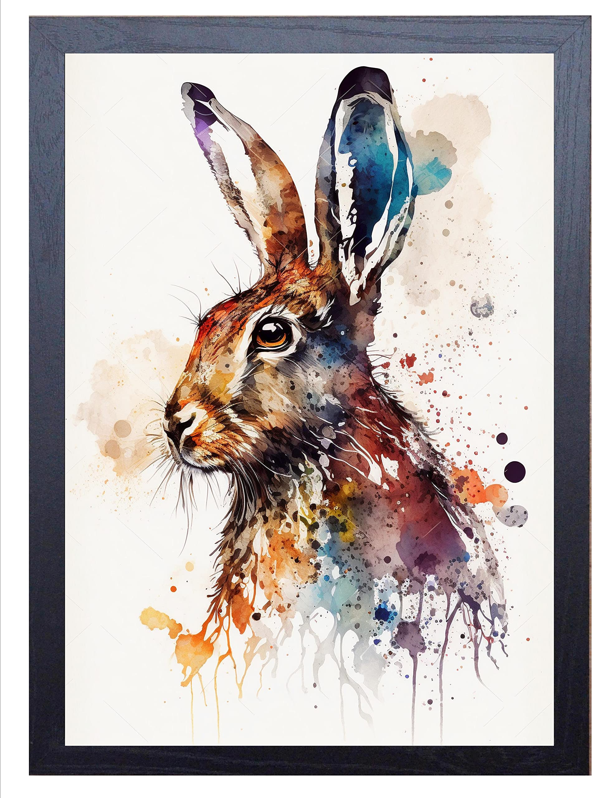 Beauitiful vivid fine art print of a Hare painting (picture 2) (A4 PRINT ONLY 29.7 X 21CM)