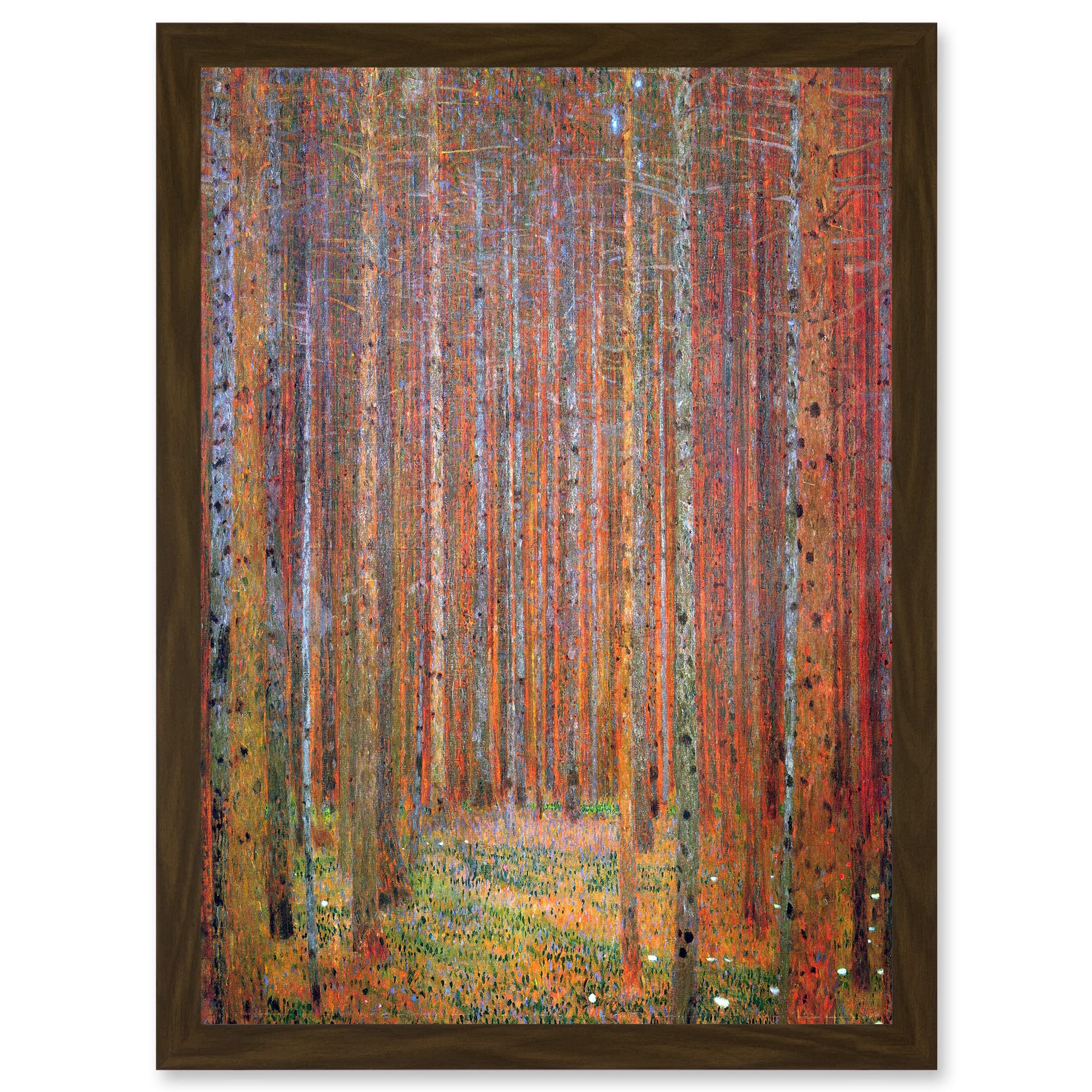 Artery8 Gustav Klimt Tannenwald Iandscape Autumn Trees Orange Painting A4 Artwork Framed Wall Art Print