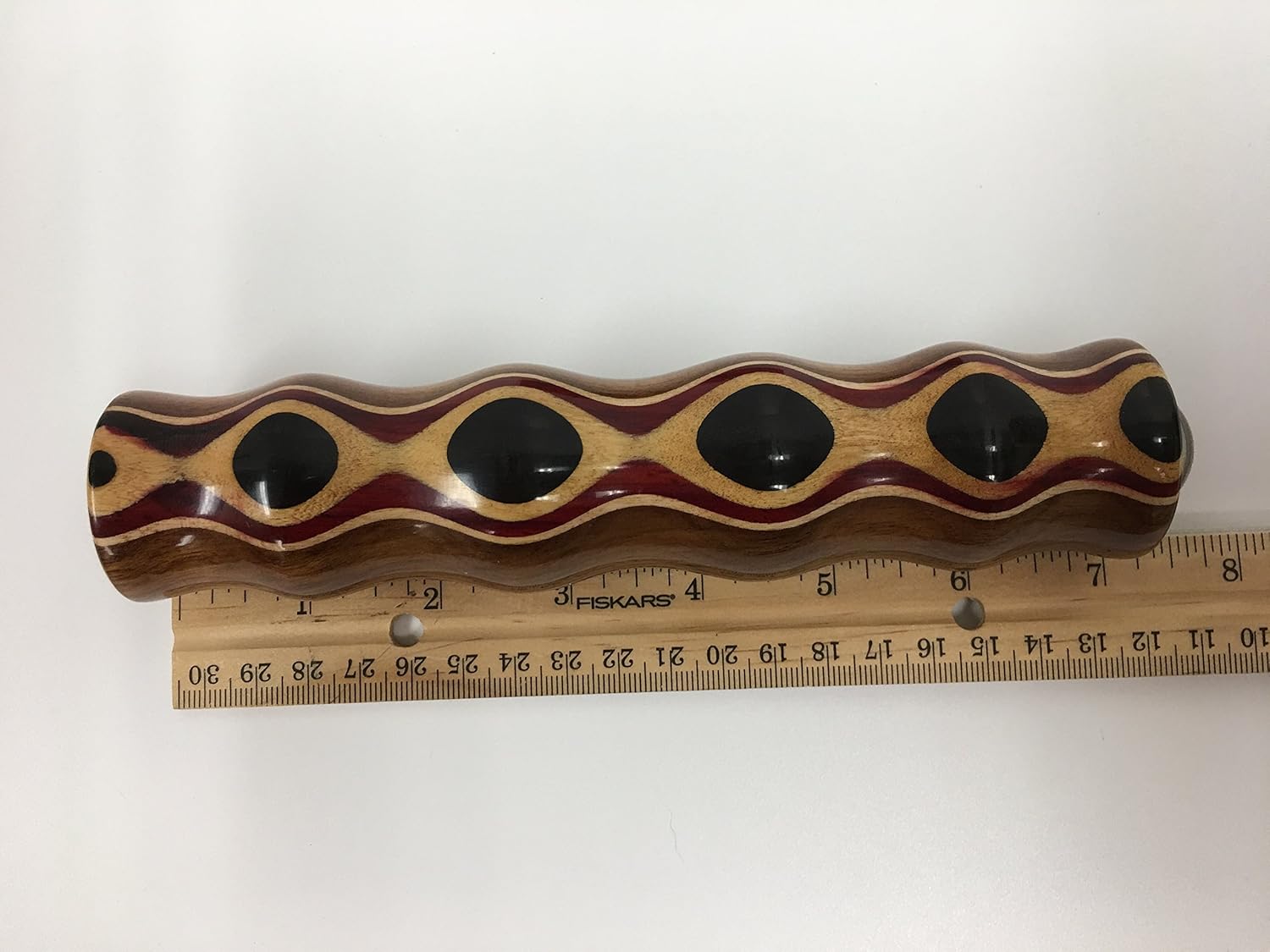 N & J Kaleidoscope Teleidoscope in Teak, 7 Inch Barrel, Laminated Solid Woods Including Padauk, Jalneem and Ebony. Handcrafted in U S A!