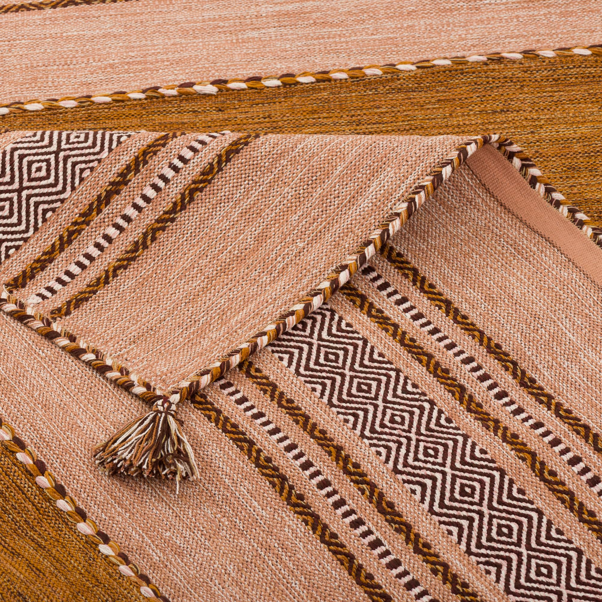 Pergamon Navarro - Tapis Kilim Naturel - Brun rouillé - 6 Tailles Disponibles