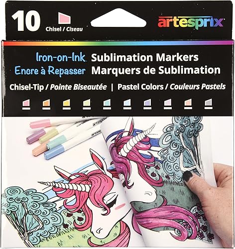 Marcadores de tinta para impresión y dibujo por sublimación, punta de cincel de color pastel, juego de 10 colores