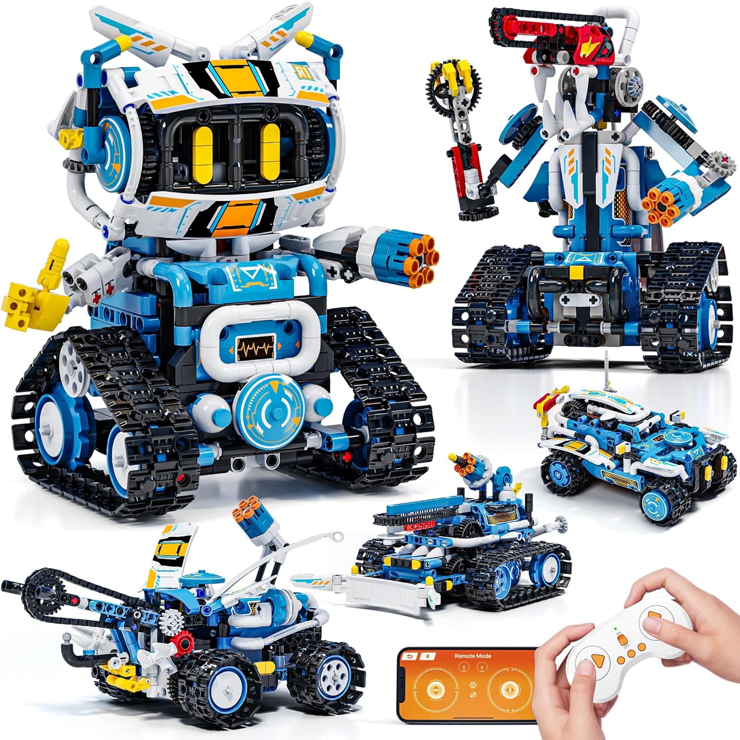 5 in 1 RC Robot Building Kit, APP & Remote Control Robotics Kit, Science Project Kit & STEM Toys for Ages 8-13, Gifts for 8 Year Old Boys Girls