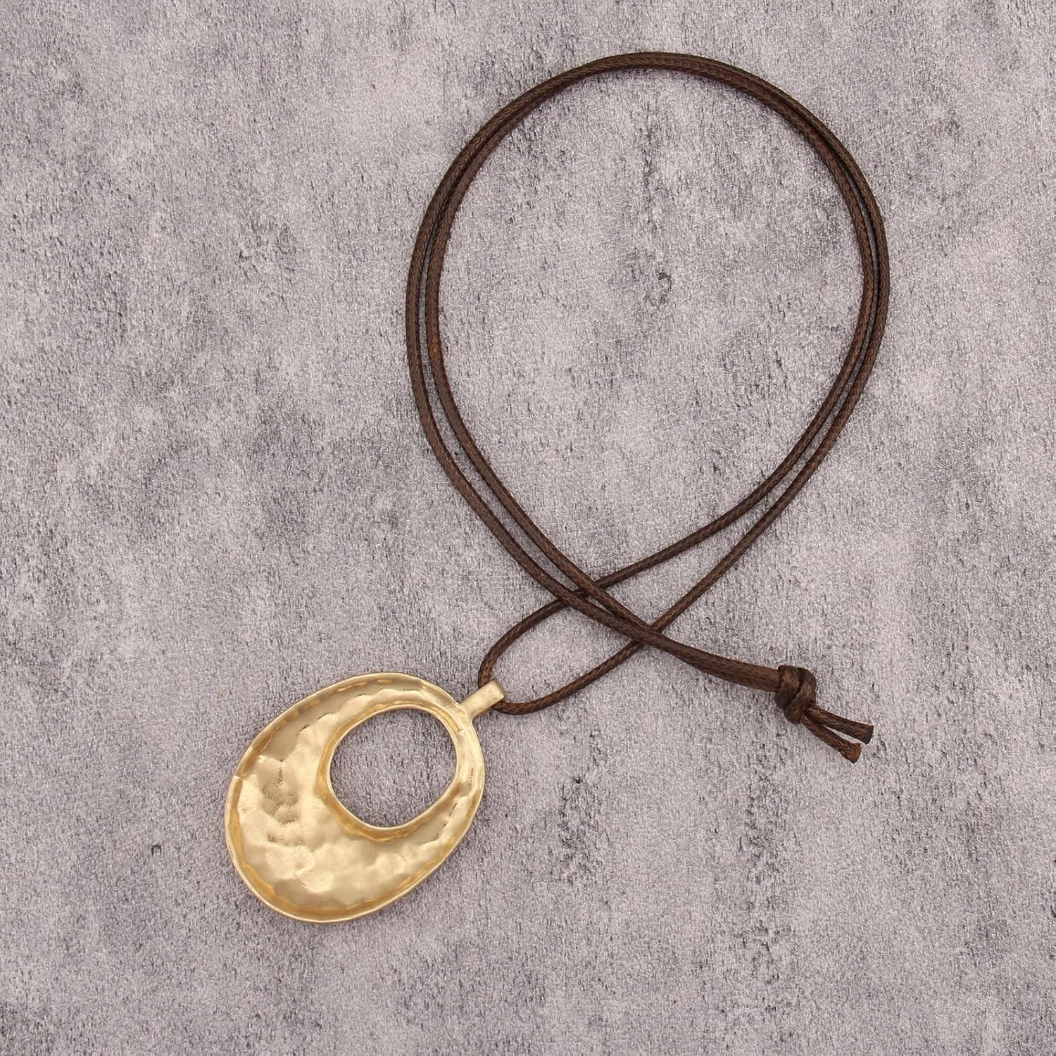 GelConnie Leather Necklaces Turquoise Long Boho Necklaces for Women Brown Chunky Circle Pendant Chocker Necklace Gold Sweater Necklace - Image 6