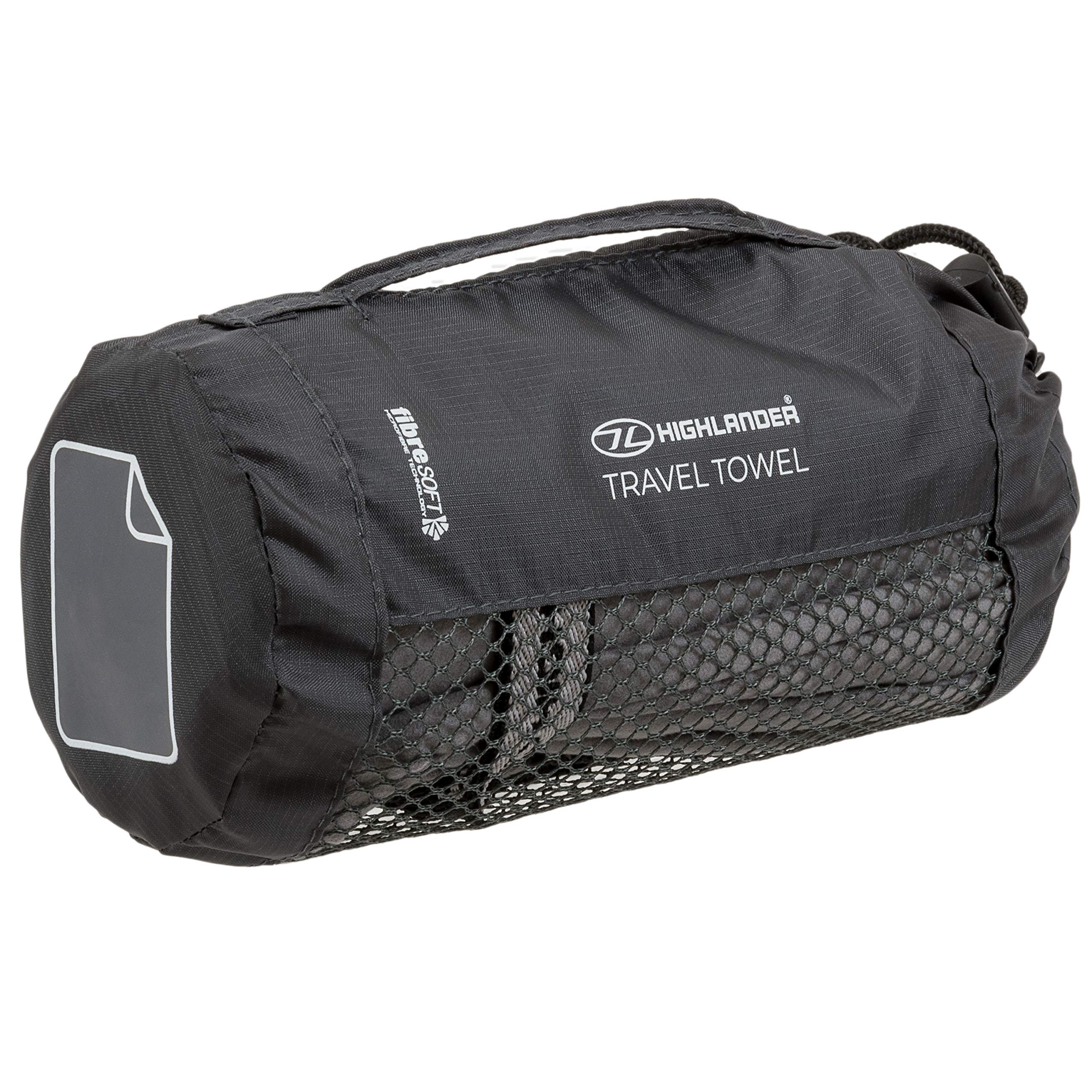 Highlander Schnelltrocknendes Mikrofasertuch mit Tragetasche große Auswahl an ultraweichen und saugfähigen Handtüchern, die Sich ideal für Camping, Schwimmen, Wandern, Sport und Urlaub eignen