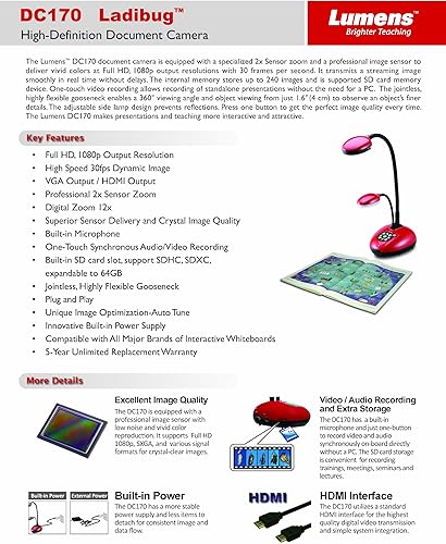 Miniatura 3 de Lumens DC170 Ladibug Cámara de documentos portátil completo 1080p HDMI