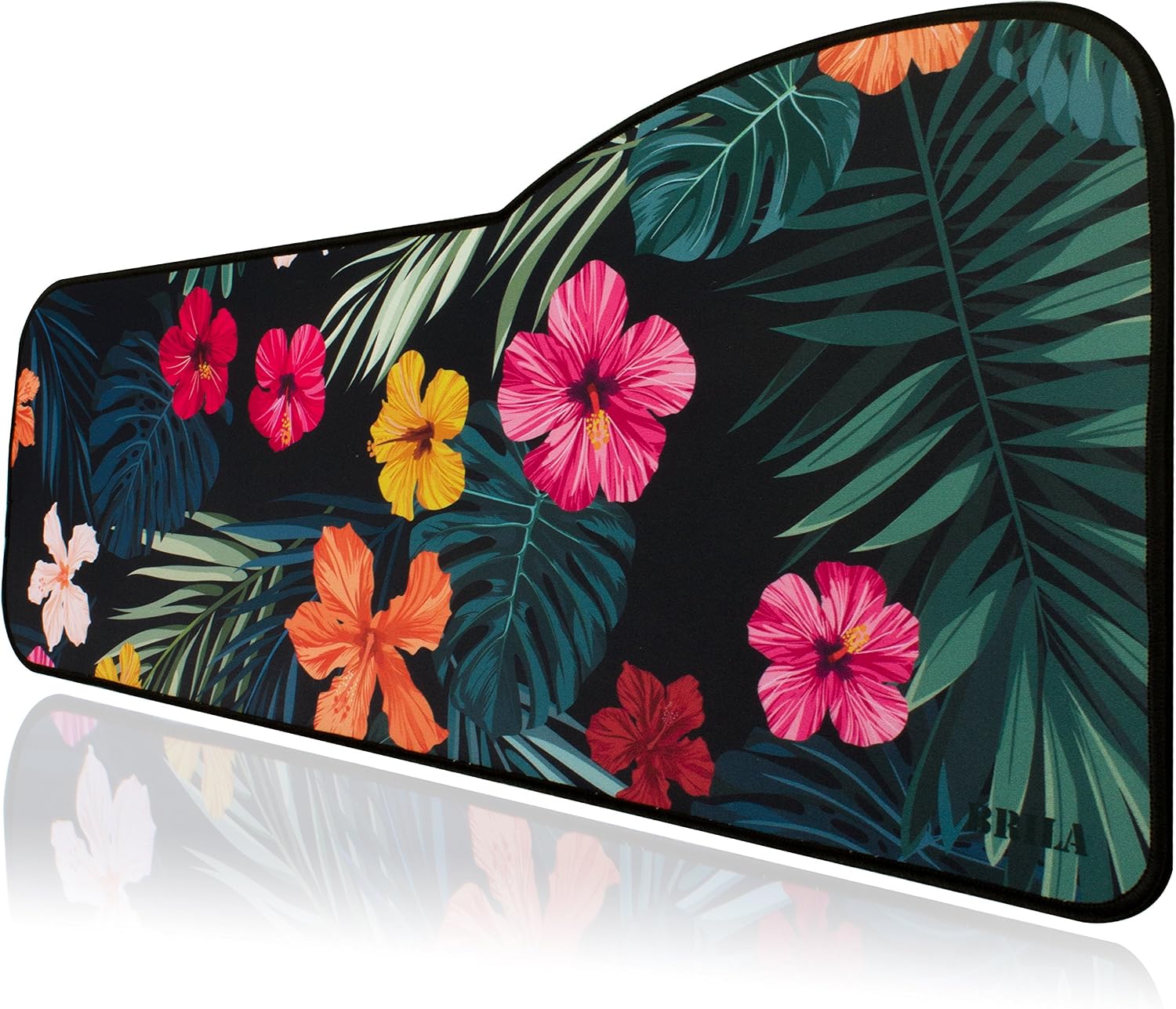 BRILA Extended Mouse pad - Curve Design Gaming Mouse pad - Stitched Edges & Skid Proof Rubber Base - 29" x 13.8" x 0.12" X-Large Mouse Keyboard Desk Mat for Computer Laptop (Tropical Floral Leaves)