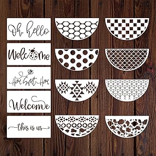 Welcome Sign Stencils Set, 13 Pieces, 11.8 x 5.9 inch, Home Decor Templates for Wood Signs and Door Mats