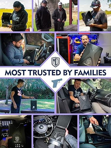 Miniatura 7 de Caja fuerte biométrica portátil para pistolas con cable, huella dactilar, teclado y llave de acceso para pistola de seguridad para vehículos, viajes