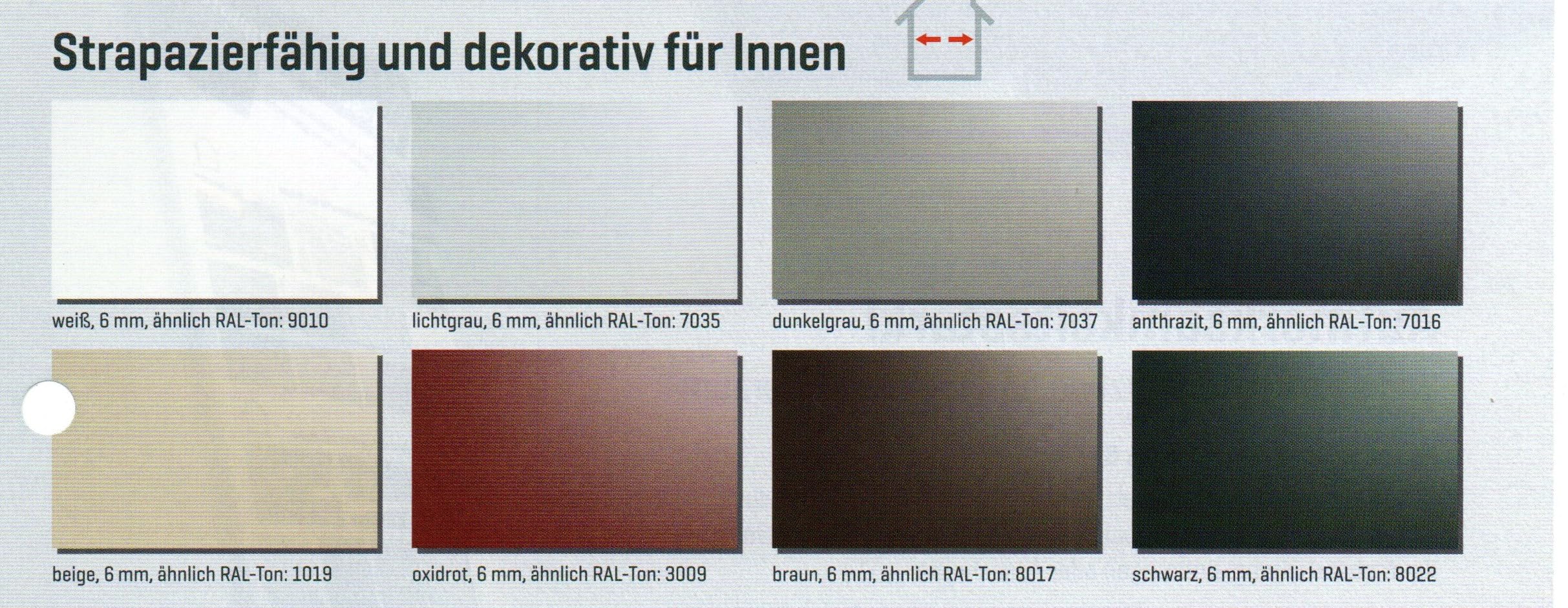 HPL - Baukompaktplatte - Plattenmaß 3050 x 1300 mm - für den Innenbreich und geschützten Außenbereich - Plattenstärke 6 mm - Preis Euro ab 42,00/m² - Zuschnitte auf Anfrage (anthrazit - RAL 7016)