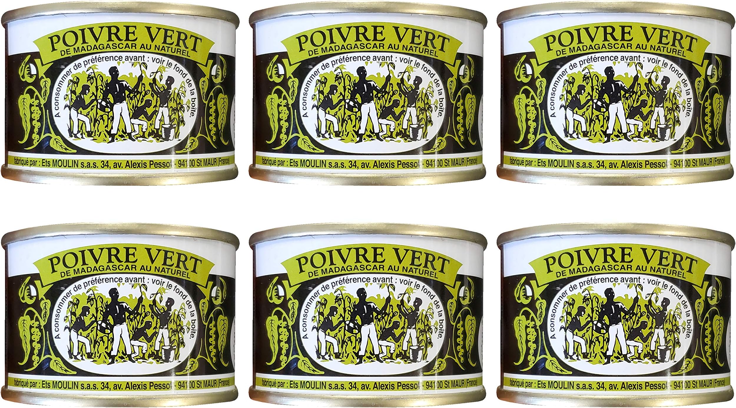 Madagascar French Green Peppercorns in Brine (6 Pack, Total of 11.64oz)