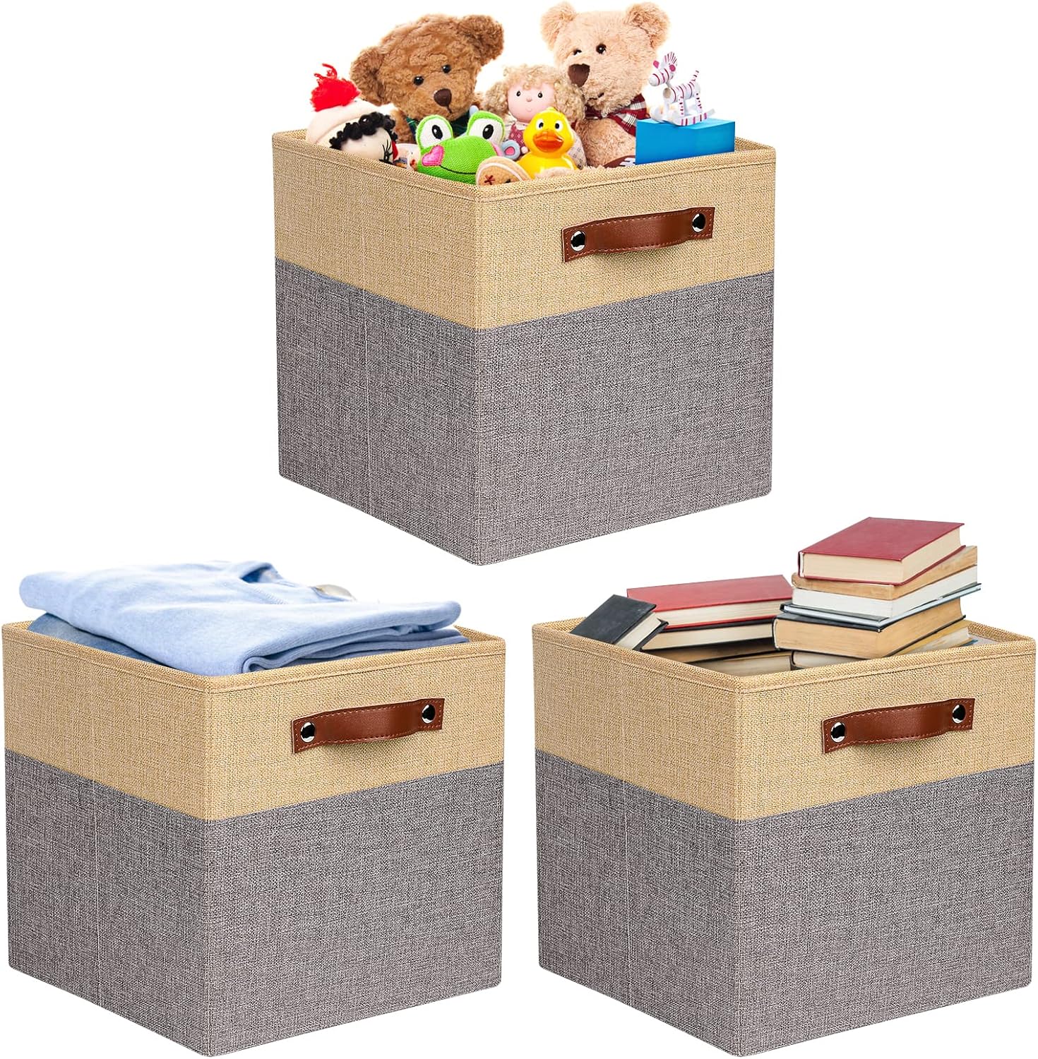 Mivcinn 3 Pcs Cubes Storage Boxes 28x28x28cm Foldable Storage Baskets