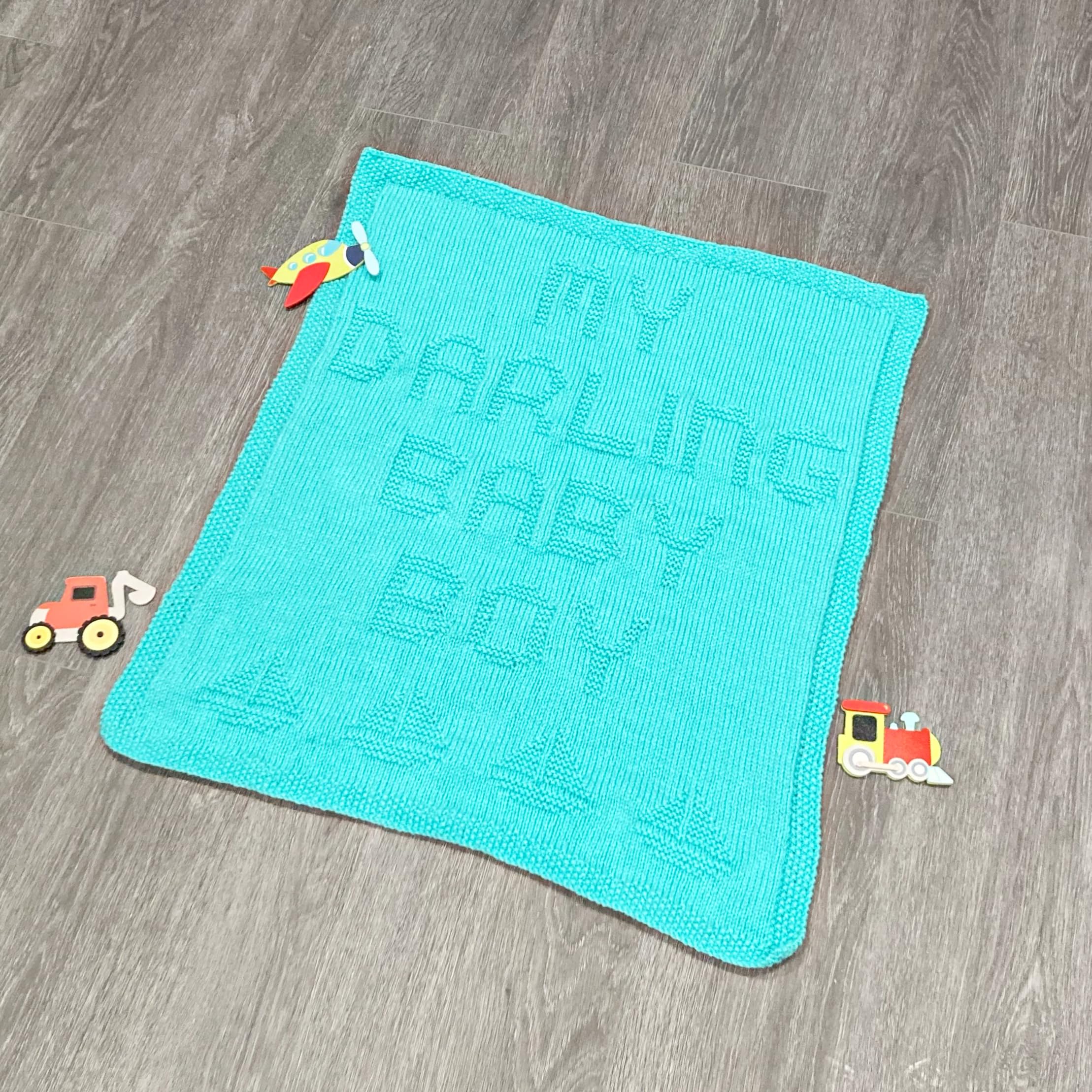 Knitting Pattern for Babies Blanket Instructions for " My Darling Baby Boy" Knitted Blanket, Craft, Book #676 - Image 3