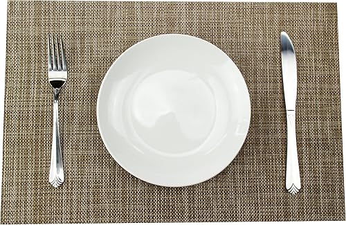 Miniatura 2 de Juego de 4 manteles individuales de vinilo tejido de PVC, antideslizantes, resistentes al calor, color azul, para cocina, ambientales, manteles