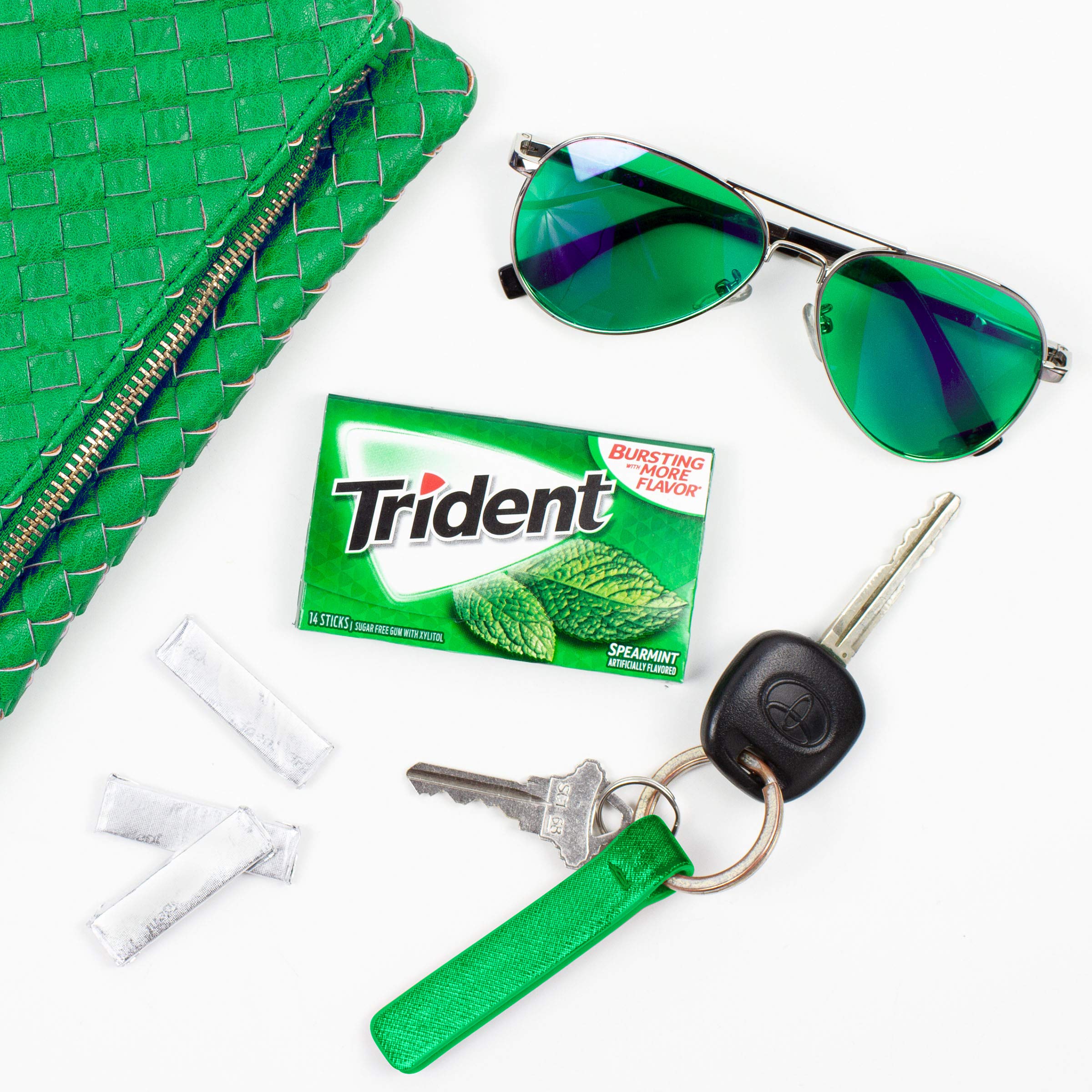 Trident Gomme à mâcher sans sucre à la menthe verte, menthe verte, 12 paquets de 14 (168 au total)