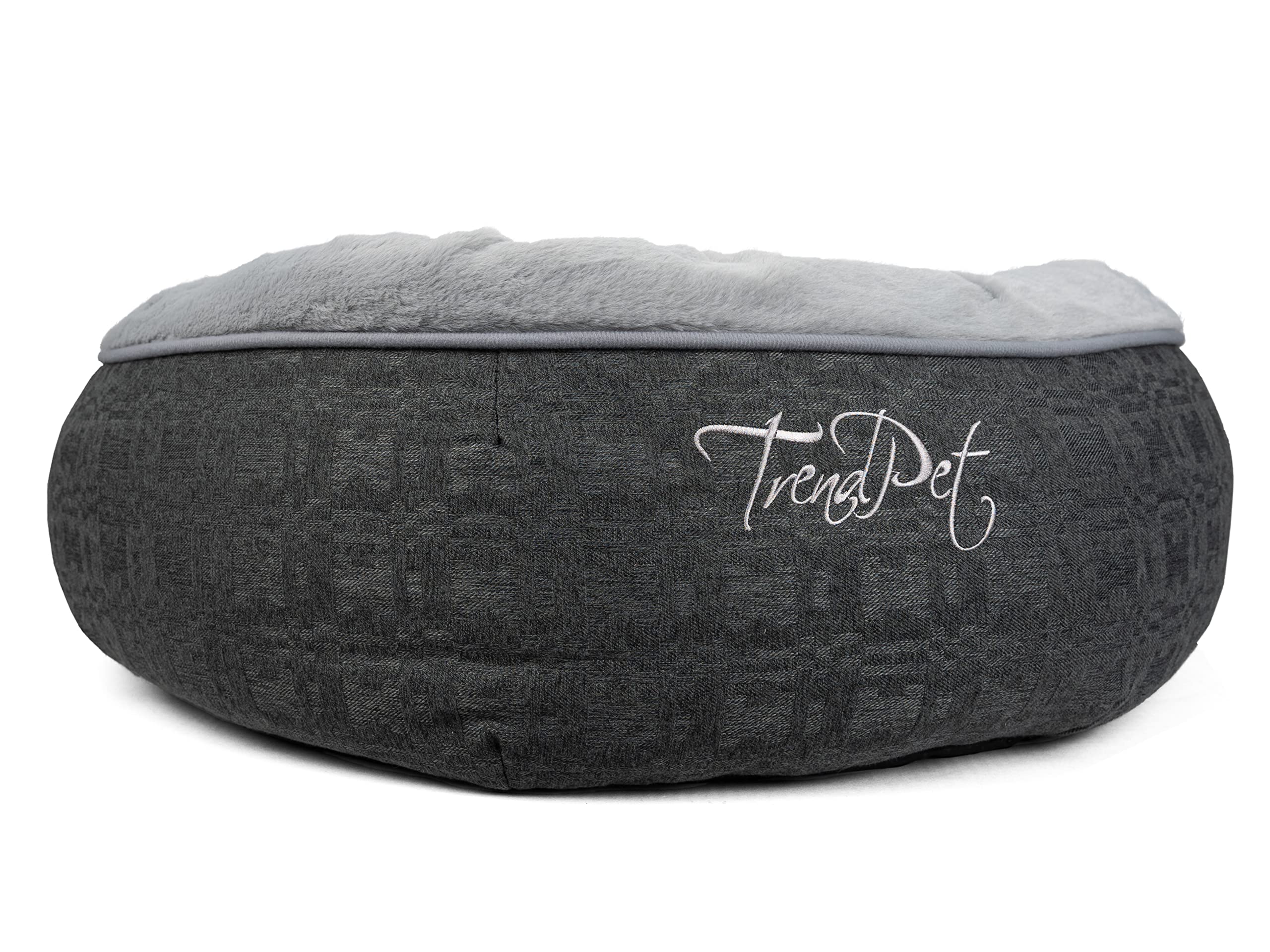 TrendPet Lunabed - Das runde Kuschelbett für Hunde und Katzen (M, Grau)