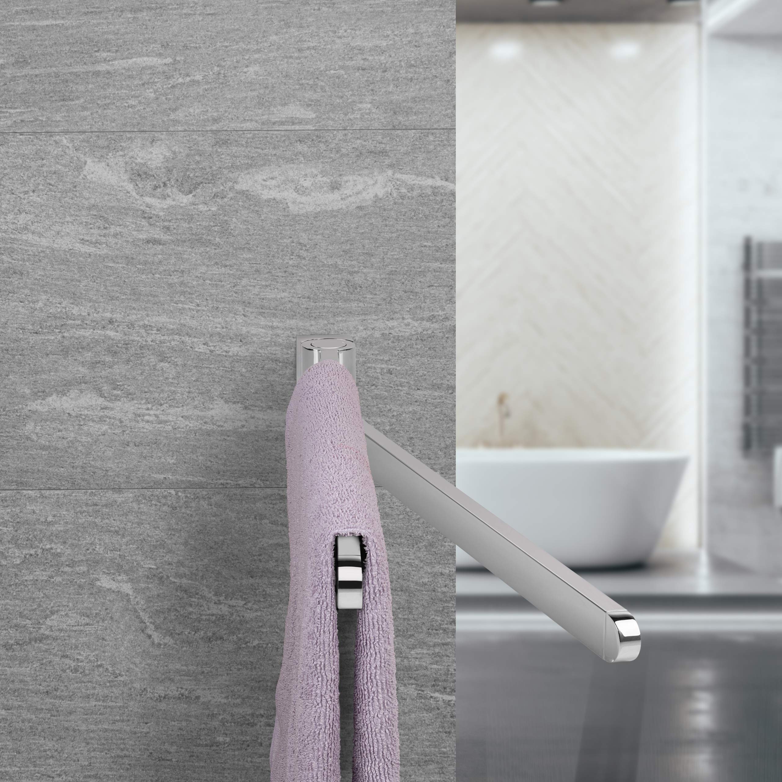 Gedotec - Portasciugamani doppio da bagno orientabile, modello OCEAN, a 2 bracci, di metallo cromato lucido gancio per asciugamani da parete, lunghezza 400 mm