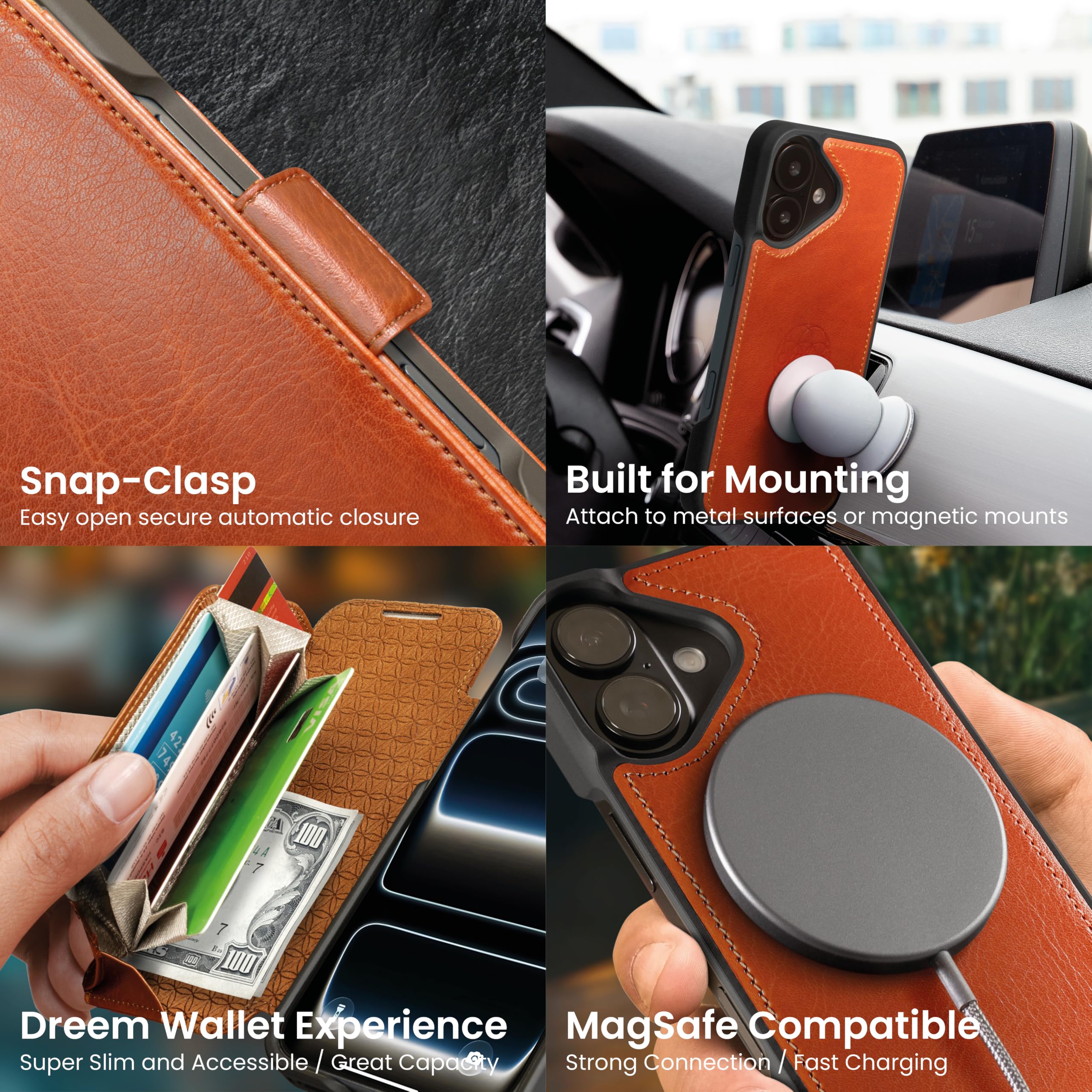 Amazon.co.jp: Dreem 本革 iphone 17 ケースウォレット、画期的な