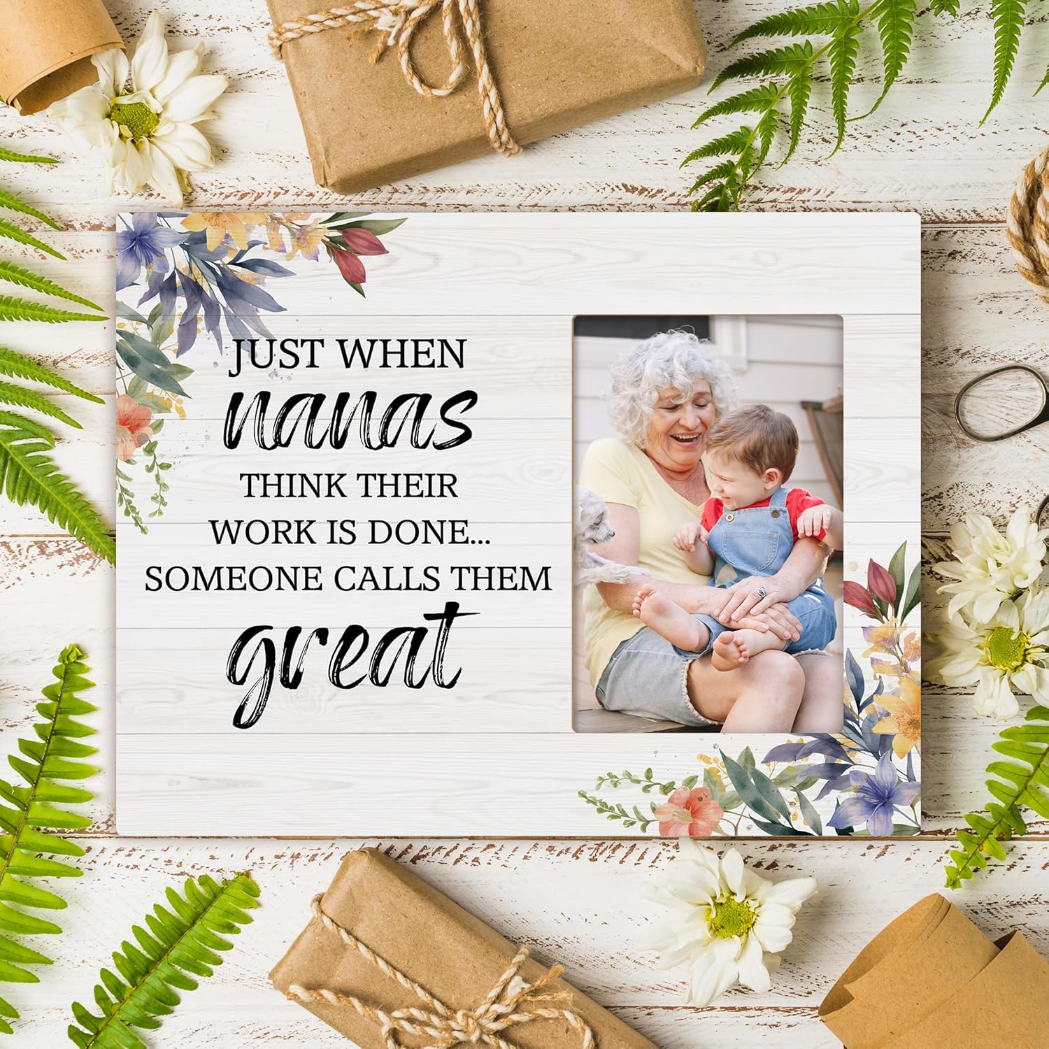Great Nana 4x6 Picture Frame, Great Nana Gifts for Christmas Birthday Photo Frame, GG Gifts, Promoted to Great-Nana Baby Announcement Wooden Photo Picture Frames - Image 4