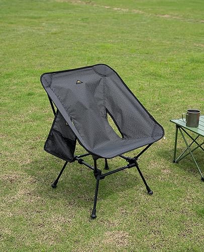 Miniatura 7 de iClimb Silla de playa plegable ultraligera y compacta con patas grandes antihundimiento y correas de apoyo para la espalda (rejilla negra, marco
