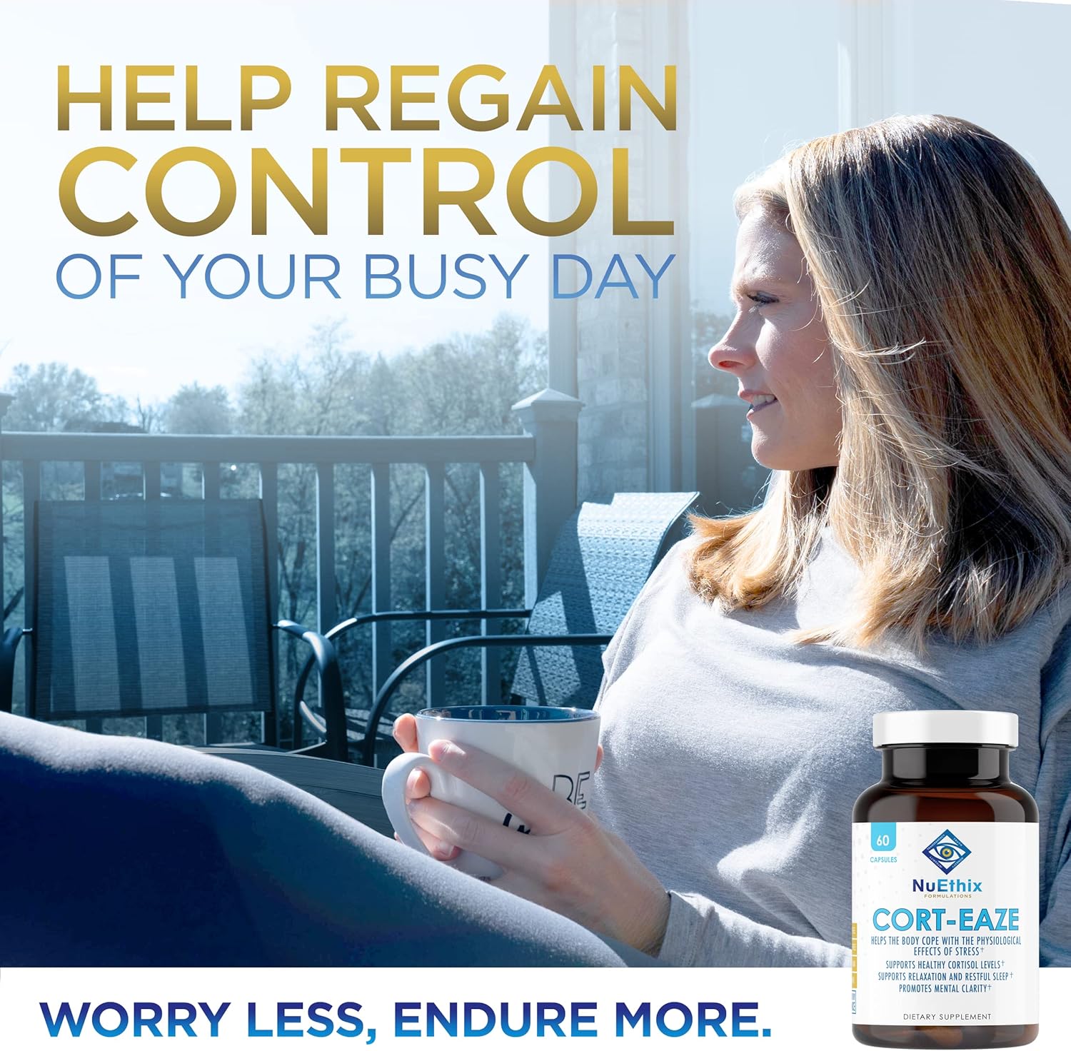 NuEthix Formulations Relaxation Supplement Bundle: Cort-Eaze Cortisol-Control Supplement, 60 Capsules, 30 Servings and Relax Liposomal, 2 Fluid Ounces, 30 Servings