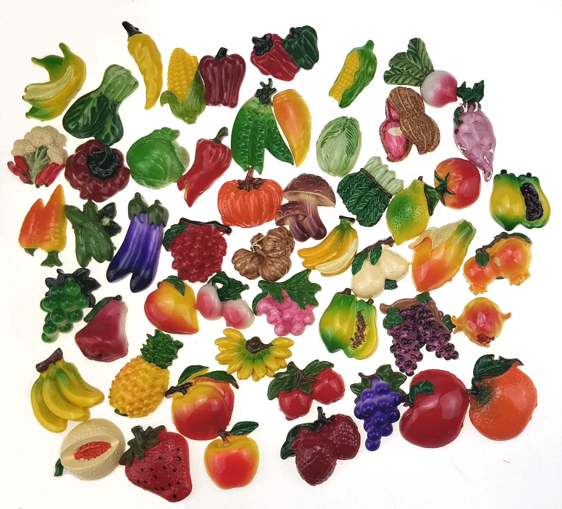 Random 12Pcs Creative 3D Resin Fruit Vegetables Fridge Magnets Funny Cute Decoration Refrigerator Magnet Accessories Office School whiteboard Magnet (Random 12 Styles (Vegetables and Fruits))
