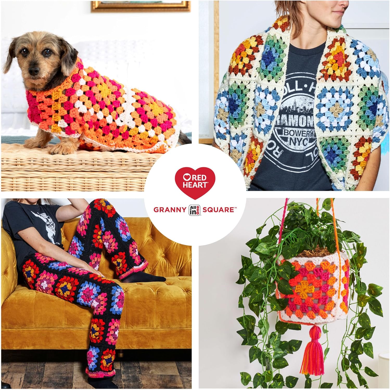 Red Heart All in One Granny Square Grape Granny 3 Pack of 250g Yarn