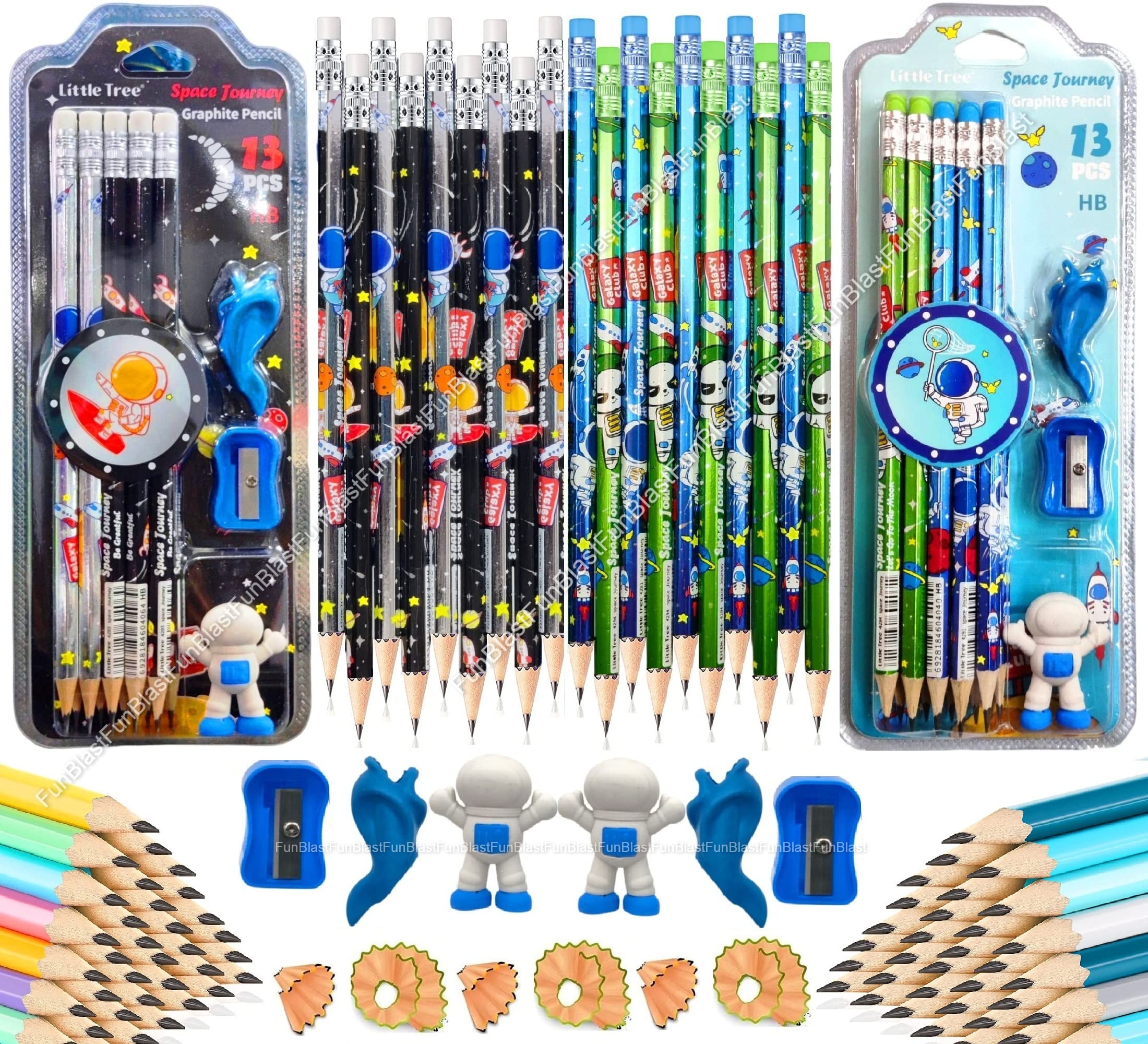 FunBlast Stylish Pencils Stationary Kit - Pencil Set With Sharpener, Erasers And Pencil Cap For Kids, Boys And Girls, Birthday Return Gift Stationary Set (Space-Pack Of 2), Multi (B0B76R9HDZ) Amazon Price History, Amazon Price Tracker
