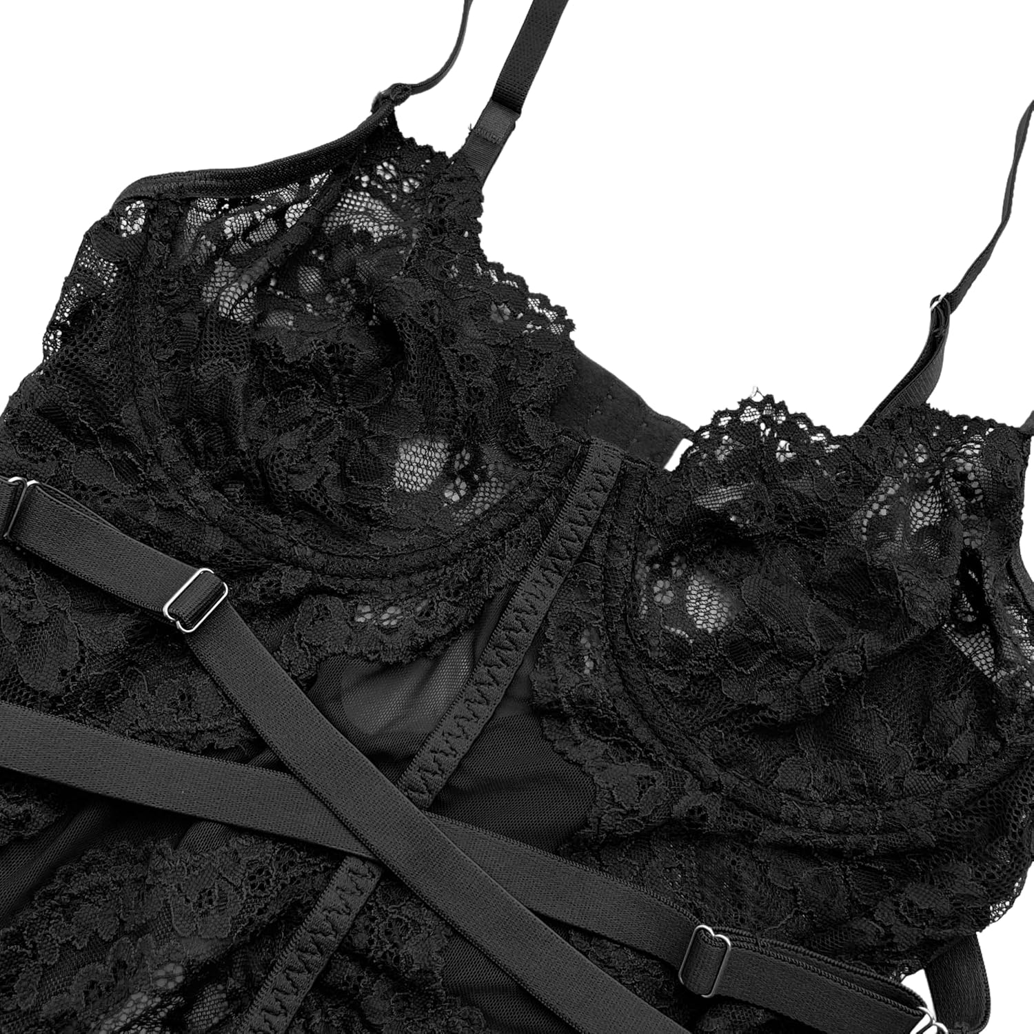 Sexy Lingerie for Women Floral Lace Garter Bustier Lingerie Set with lingerie with garter and stockings - Image 5