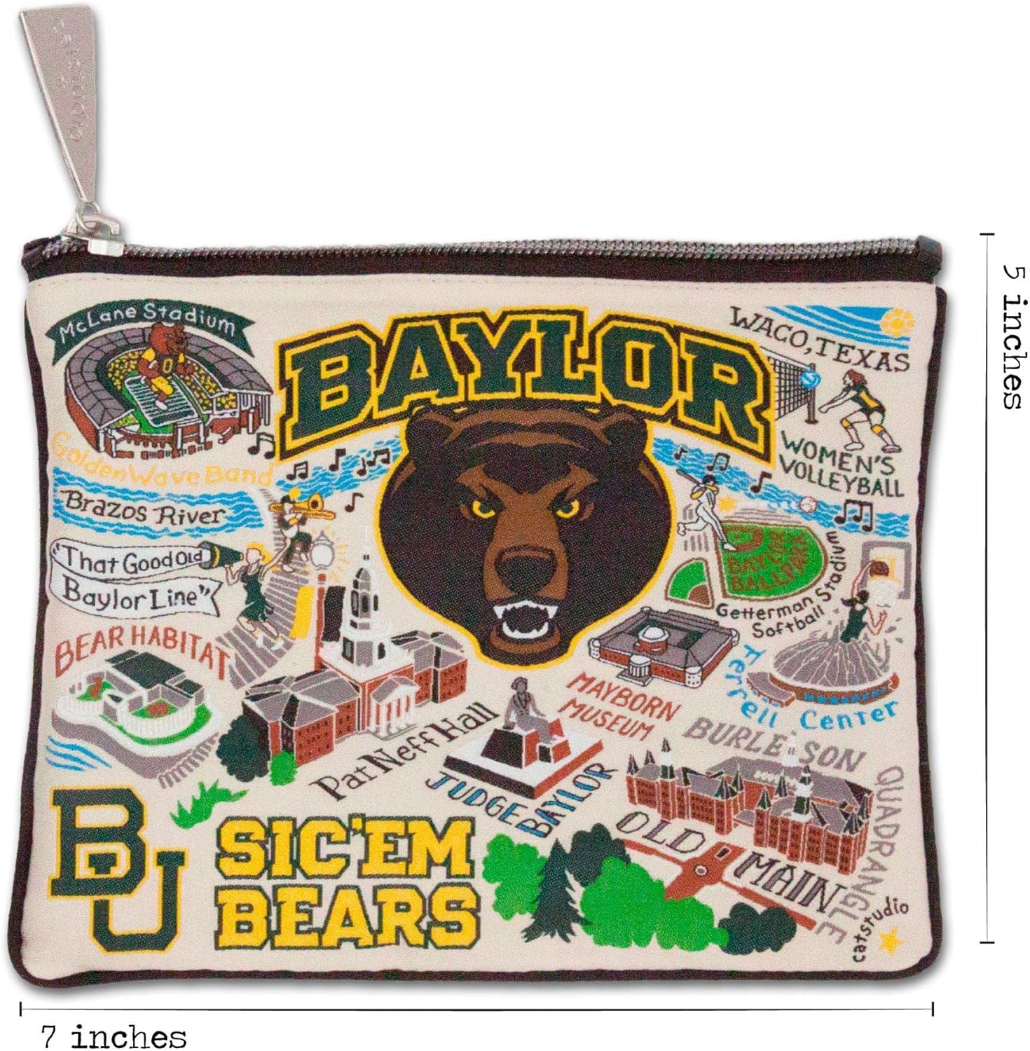 catstudio Baylor University Collegiate Zipper Pouch Purse | Holds Your Phone, Coins, Pencils, Makeup, Dog Treats, & Tech Tools