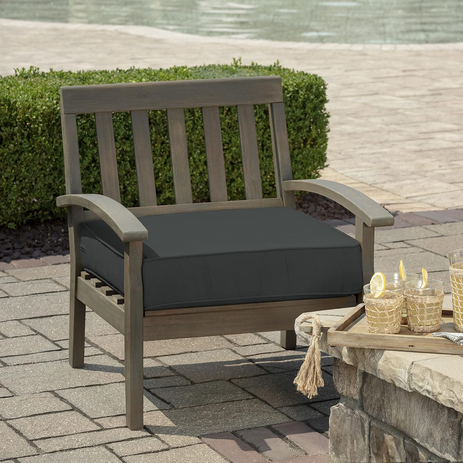 Arden Selections ProFoam Performance Outdoor Deep Seat Cushion 24 x 24, Slate Grey