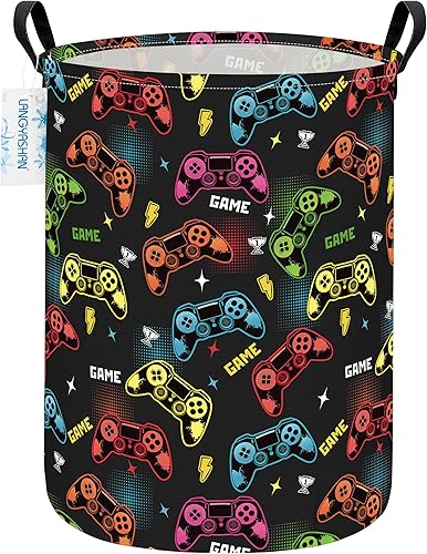 Miniatura 17 de LANGYASHAN Contenedor de almacenamiento, cesta organizadora plegable de tela de lona para ropa sucia, contenedores de juguetes, cestas de regalo, Un