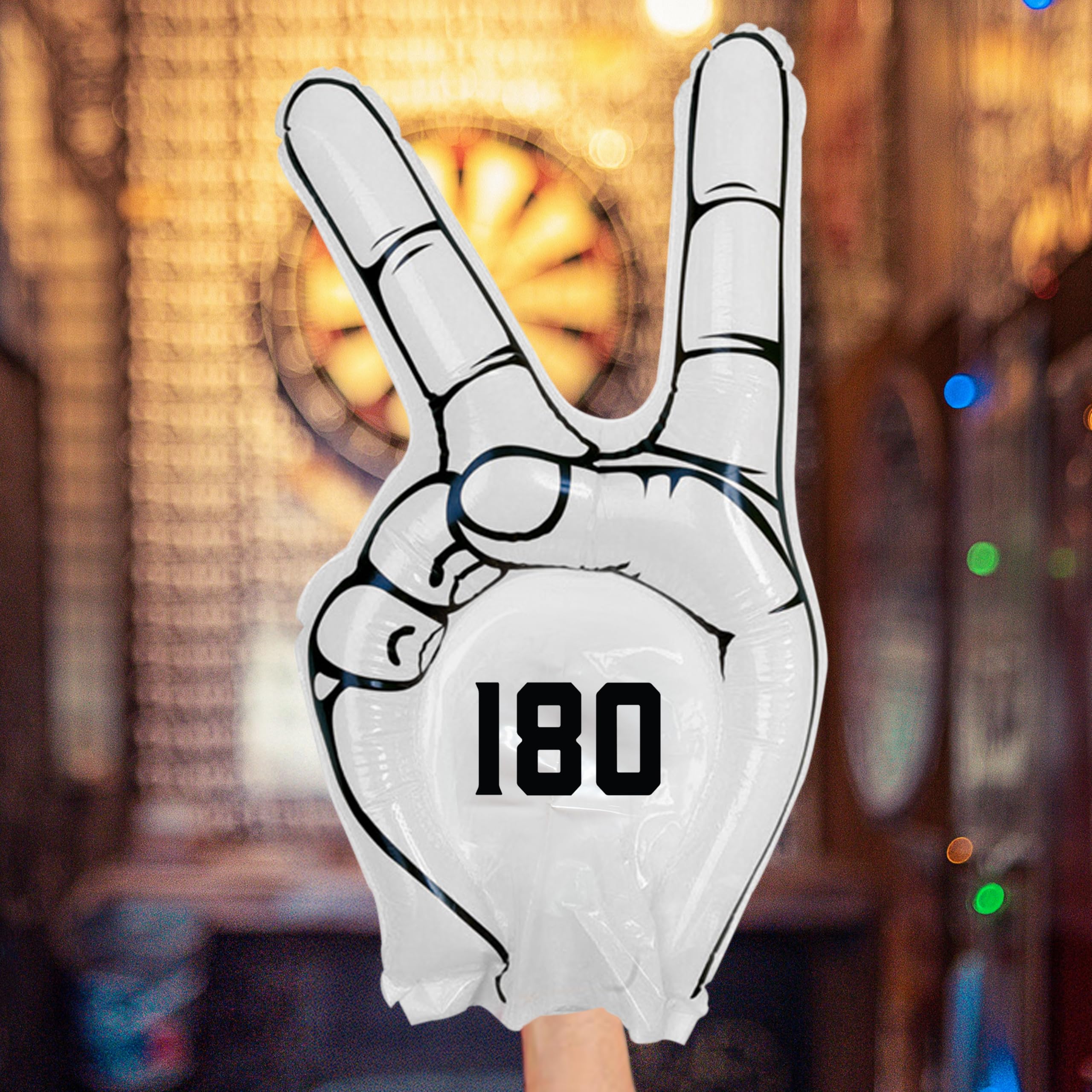 eBuyGB 180 Darts Inflatable Hand, LDPE Big Victory Finger Pointer, Fancy Dress Accessories, 2025 PDC World Darts Championship (White) — image 1