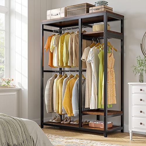 Miniatura 1 de Raybee Free Standing Closet Organizer Heavy Duty Clothing Rack with Shelves Freestanding Closet Clothes Rack Garment Rack for Hanging Clothes Metal