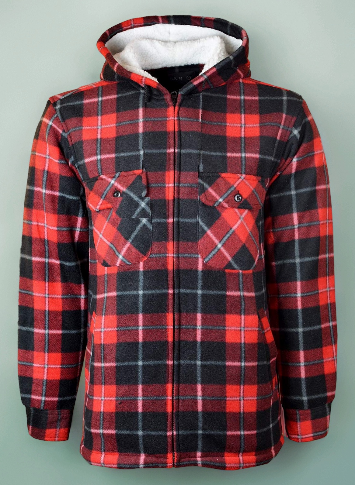 New Mens Padded Hooded Shirt Polar Fleece Fur Lined Work Shirts Winter Warm Hoody Upto 5XL