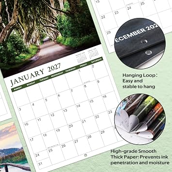 Calendar 2026-2027 - 2026-2027 Wall Calendar 18 months from Jul. 2026 - Dec. 2027, 12 x 24 (Open), Scenic Path Wall Calendars 2026 with Thick Paper