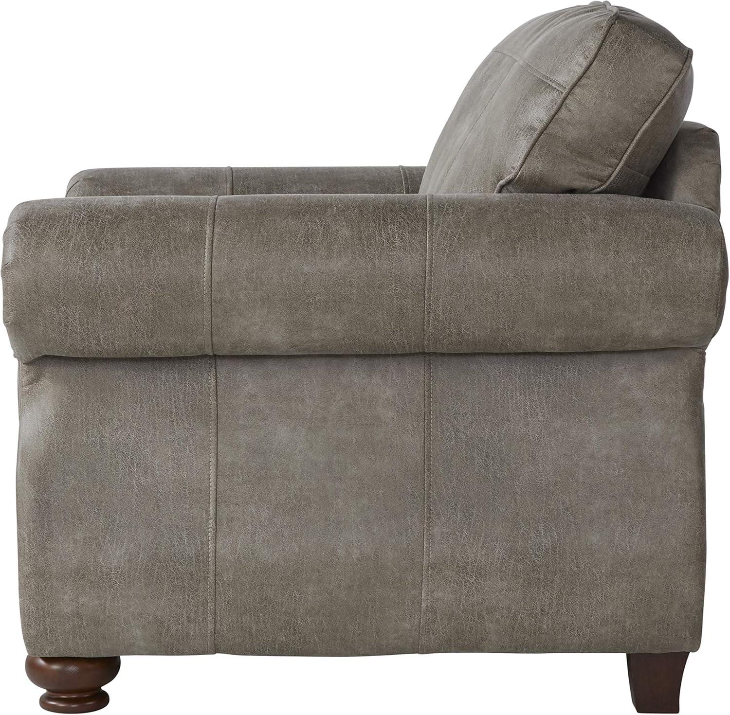 Roundhill Furniture Leinster Faux Leather Upholstered Nailhead Chair and Ottoman, Gray