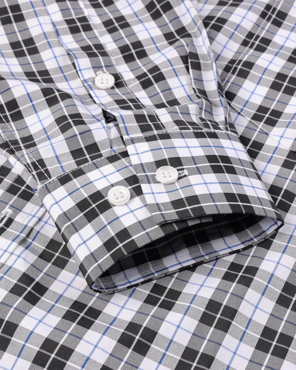 Alimens & Gentle Men's Plaid Button Down Shirts Cotton Long Sleeve Dress Shirts Regular Fit Gingham Shirts - Image 4
