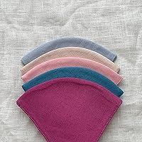 Vista 1 de SHASHE Paquete de 5 cubrebocas de lino y algodón, 3 capas, lavable, reutilizable (algodón de azúcar)