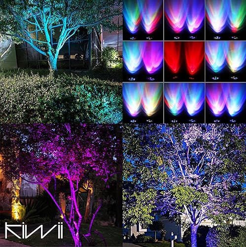 Miniatura 5 de Magictec Focos solares, 2 en 1 ajustables 4 luces LED solares de paredpaisaje con sensor de encendidoapagado automático, paquete de 2 (RGB)