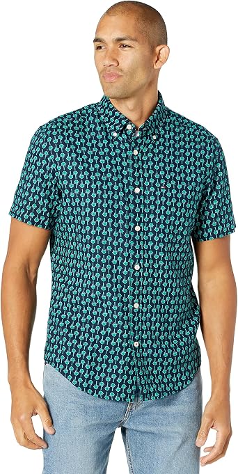 Tommy Hilfiger Mens Linen Short Sleeve Button Down Shirt in Regular Fit