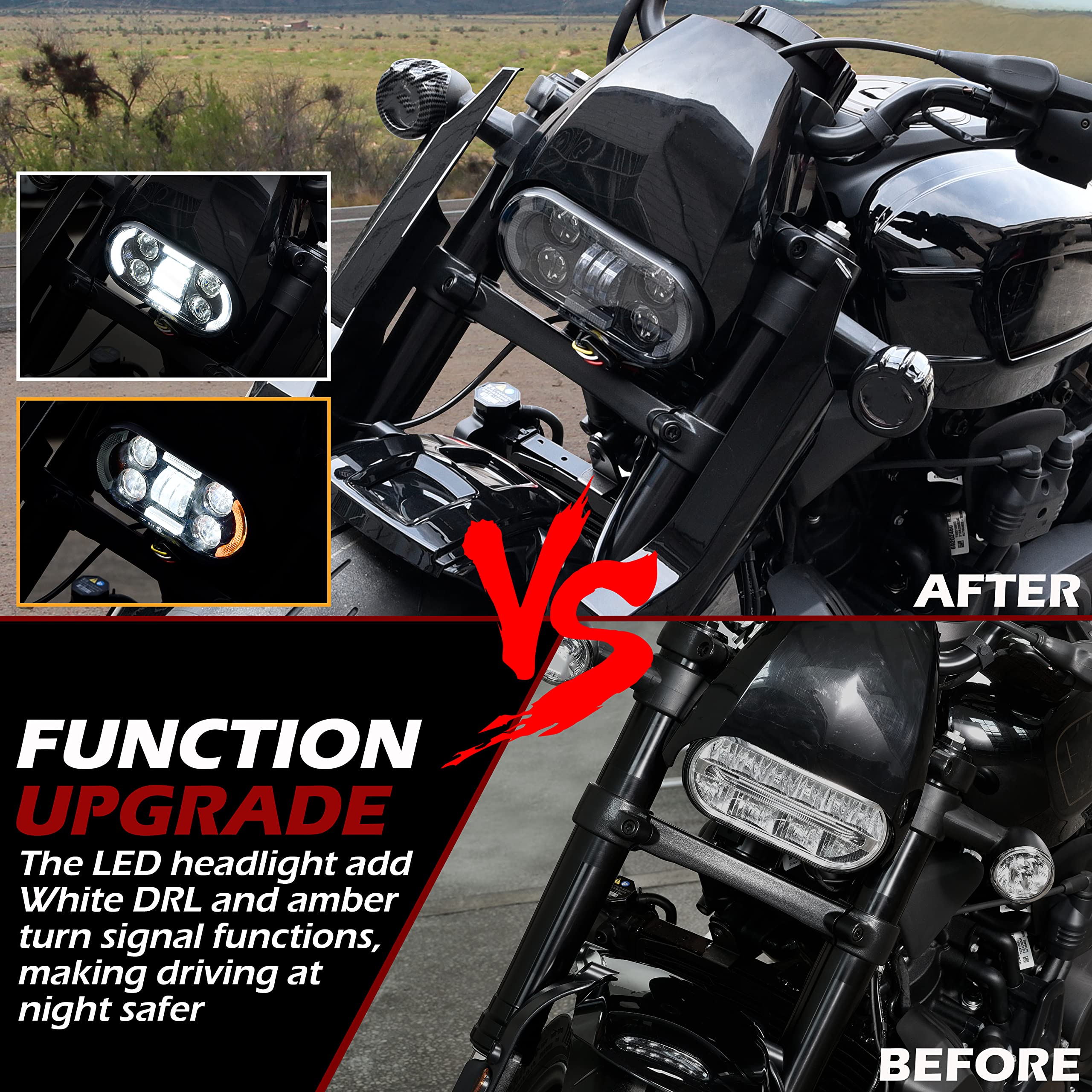 Amazon | VEISUTOR アップグレードLEDヘッドライト Harley Sportster S