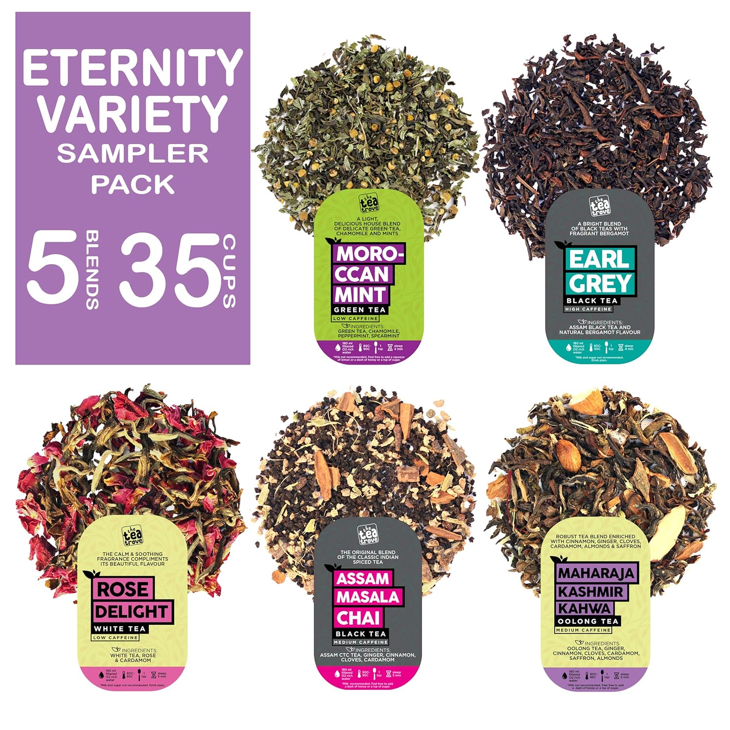 The Tea Trove Eternity Loose Leaf Tea Sampler 5 Loose Tea Leaves