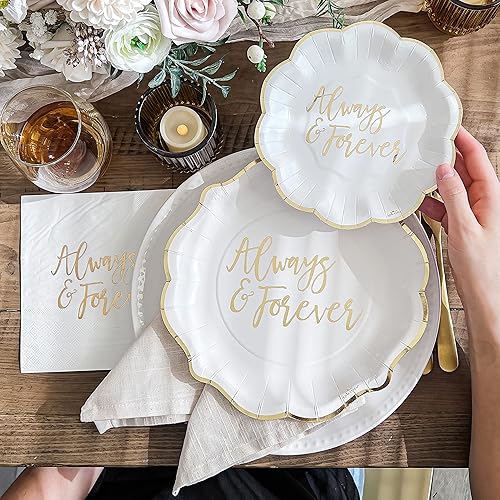 Vista 6 de Kate Aspen Always & Forever - Juego de platos y servilletas de papel para boda, 72 piezas, platos de boda, vajilla desechable para 24 invitados