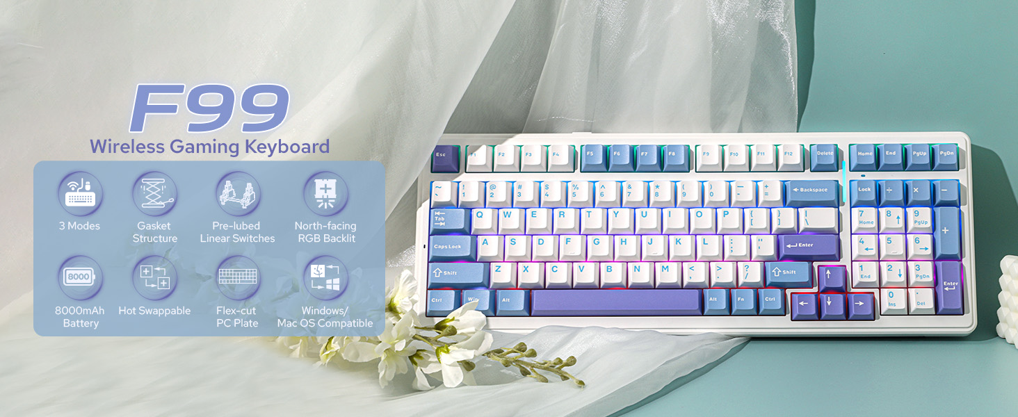 Amazon.com: EPOMAKER x Aula F99 Wireless Mechanical Keyboard, Hot