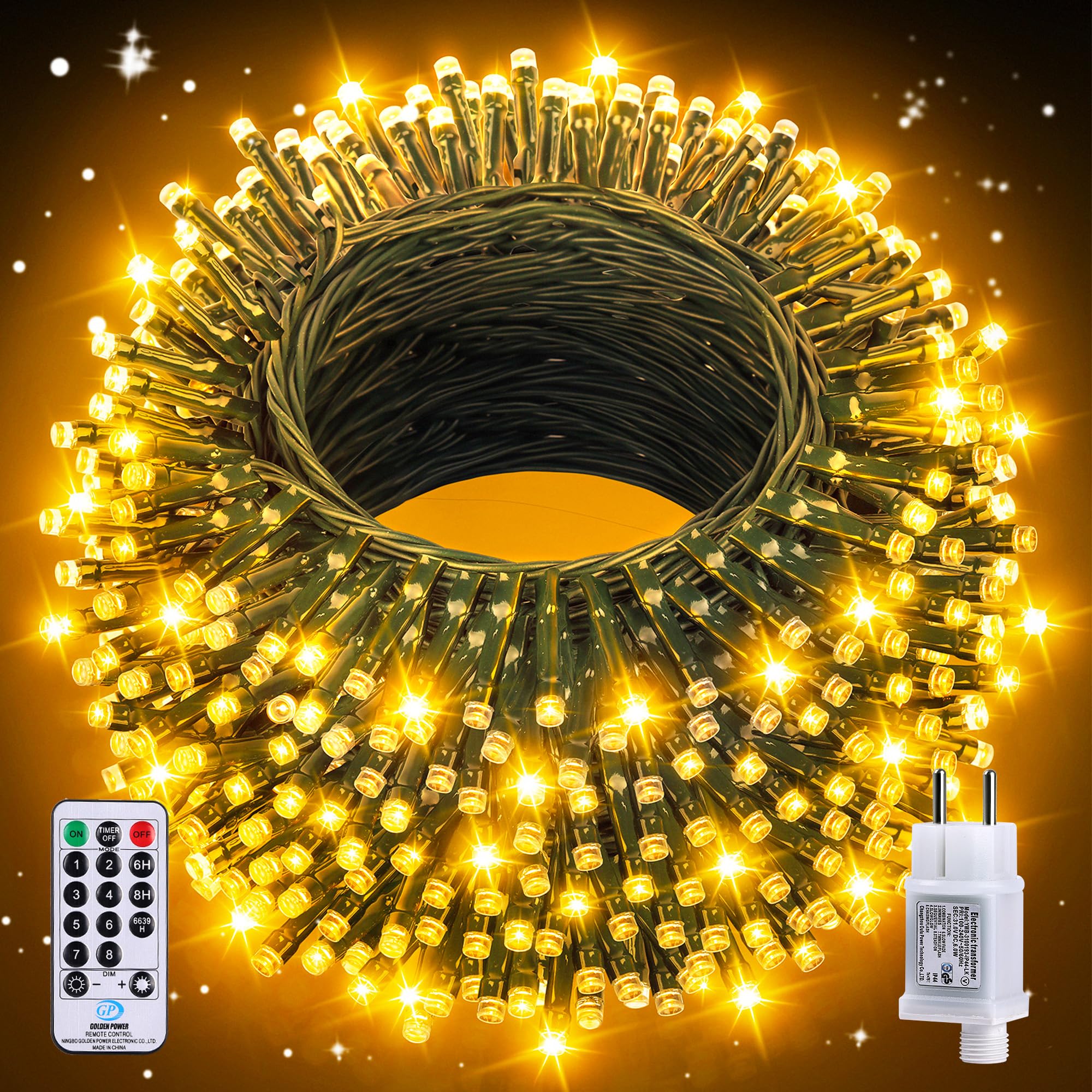 Luces Navidad Exterior, 30m 300LEDs Luces Arbol Navidad Interior 8 Modos, IP44 Impermeable Luces Exterior Navidad con Control Remoto, Luces LED para Habitacion, Fiestas, Boda, Balcon