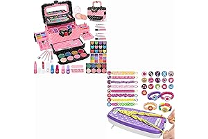 Kids Washable Pretend Makeup Kit, DIY Friendship Bracelet Making Kit for Girls