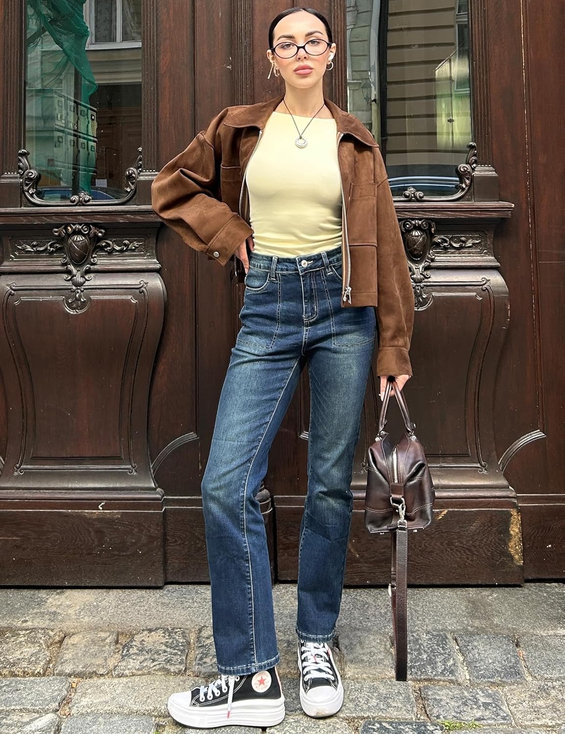 luvamia Bootcut Jeans for Women Trendy High Waisted Classic Boot Cut Stretchy Denim Pants Patch Pocket Trouser Jeans - Image 2